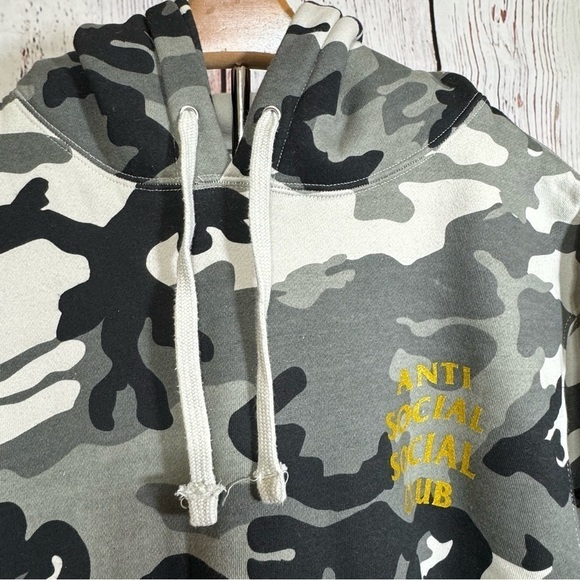 Anti Social Social Club Camouflage Hoodie Fleece Lined Winter Wear Small EUC - Picture 5 of 12
